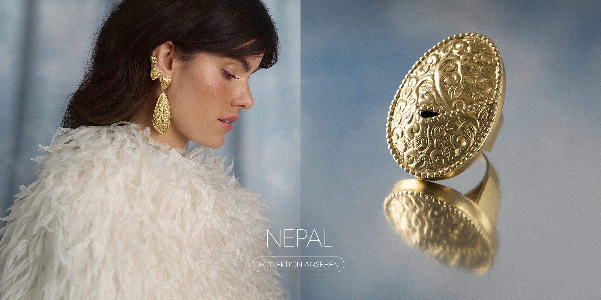 Nepal-Kollektion – Gold-Repoussé-Schmuck mit Labradorit von ORSKA